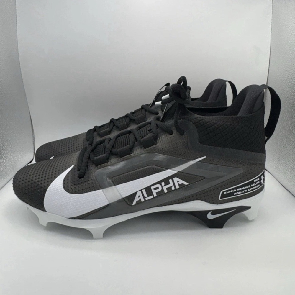 Nike Alpha Menace 4 Elite Football Cleats Black White Grey FZ7701-001 Men's 13